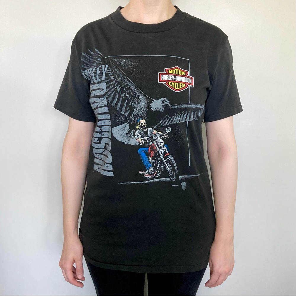 Vintage 1990 Harley Davidson Oneita U.S.A. Milton graphic motorcycle t-shirt. 🖤